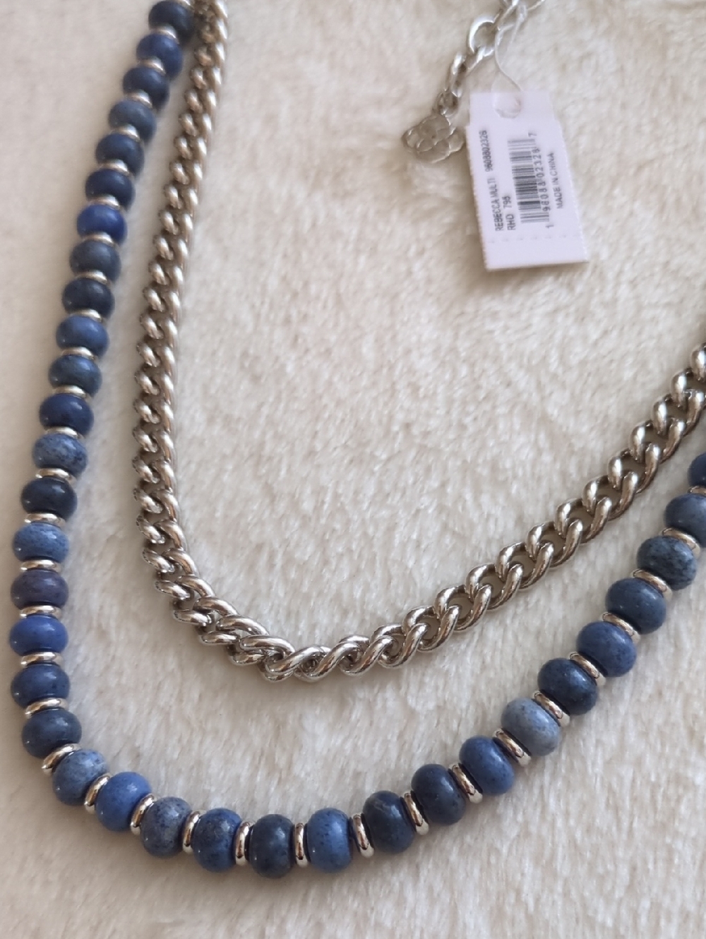 NWT Kendra Scott Rebecca Silver Multi Strand Necklace in Blue Dumortierite
